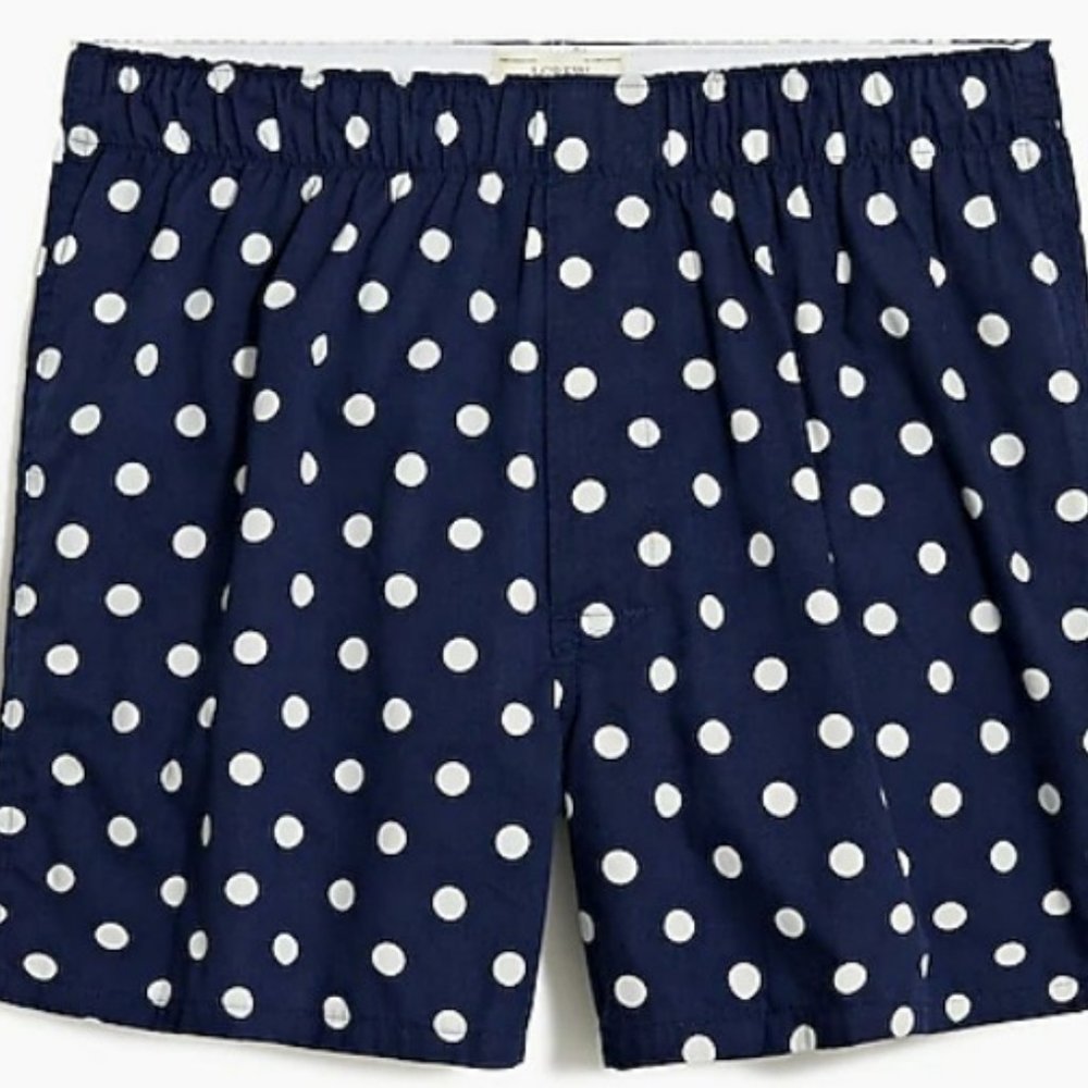 J Crew Woven Boxers - Antique Navy Ivory S (AS576)